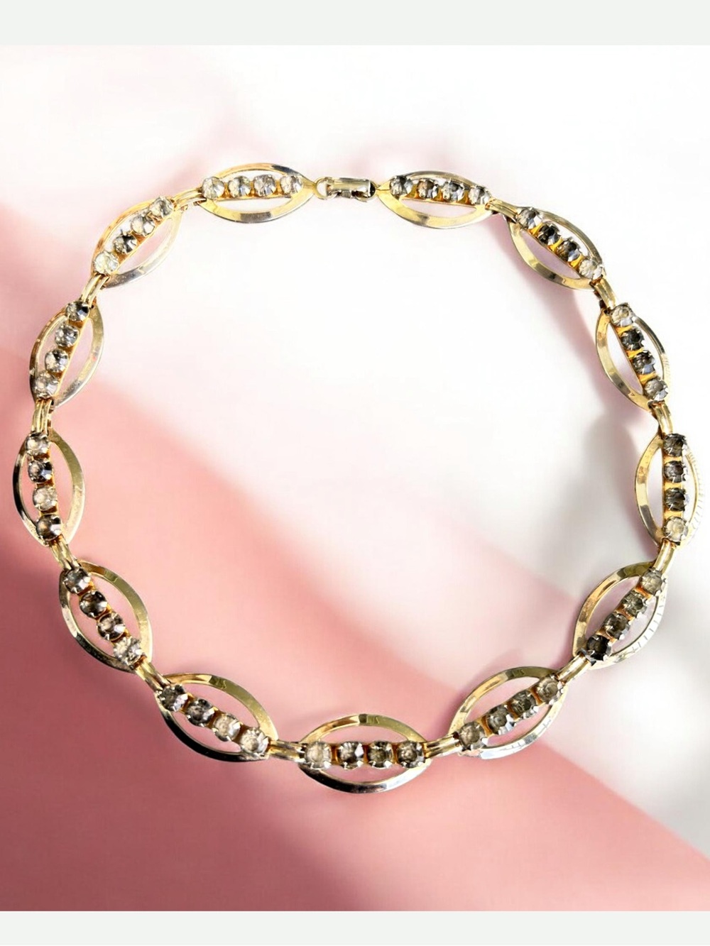 Vintage Circa 1940’s-60’s Rhinestone Gold-tone Choker